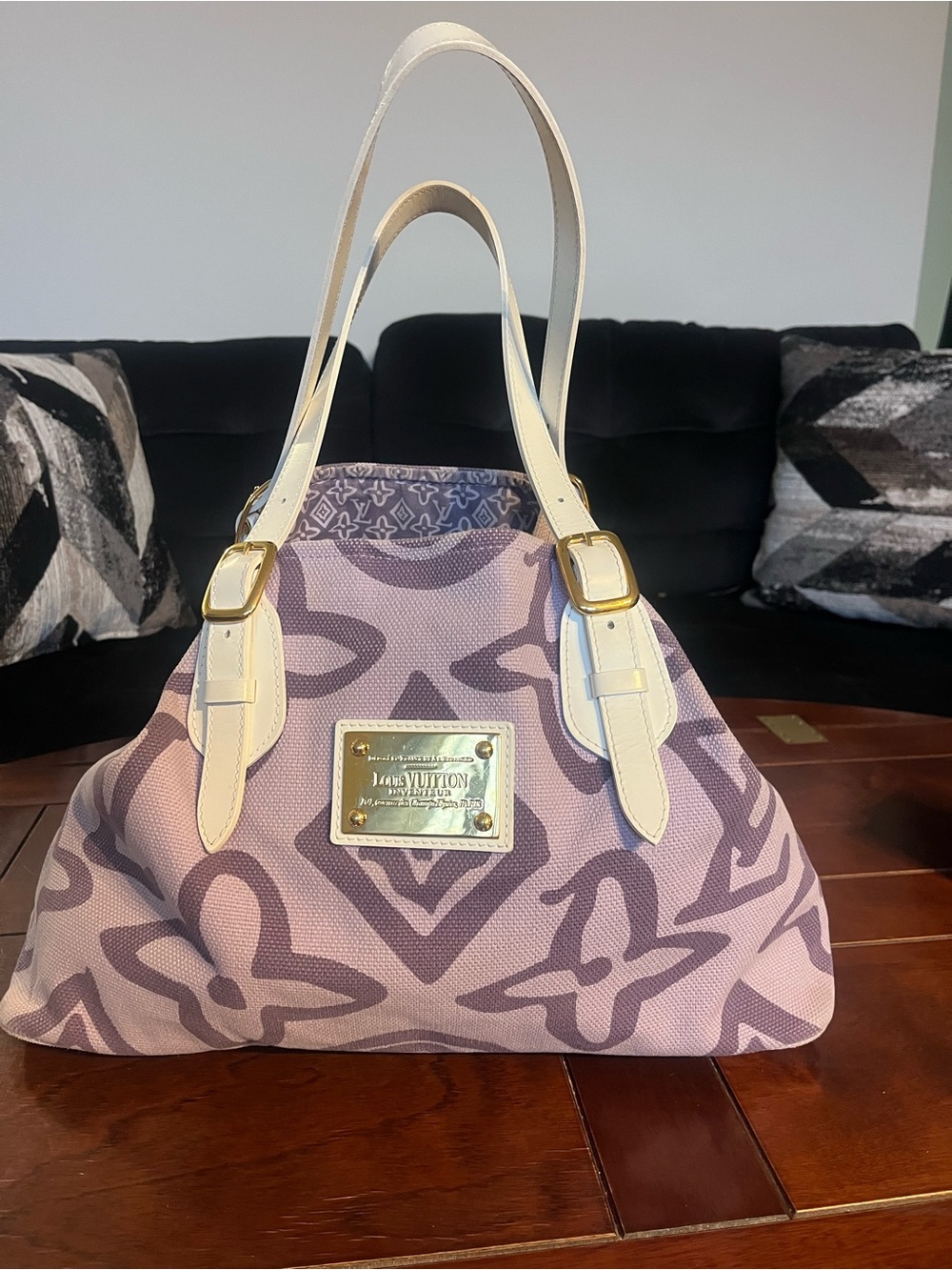 Louis Vuitton Pink Lavender Monogram Shoulder Bag with White Straps